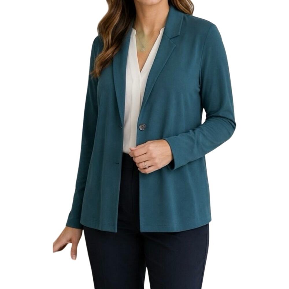 J. JILL WEAREVER COLLECTION Women's L Ponte Knit Button Blazer Career Beachy